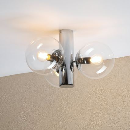 Lampa sufitowa SFERIO 3xE14/5W/230V błyszczący chrom/przezroczyste szkło