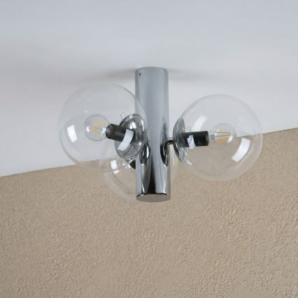 Lampa sufitowa SFERIO 3xE14/5W/230V błyszczący chrom/przezroczyste szkło