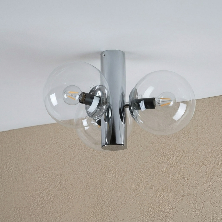 Lampa sufitowa SFERIO 3xE14/5W/230V błyszczący chrom/przezroczyste szkło