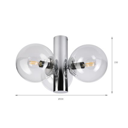 Lampa sufitowa SFERIO 3xE14/5W/230V błyszczący chrom/przezroczyste szkło