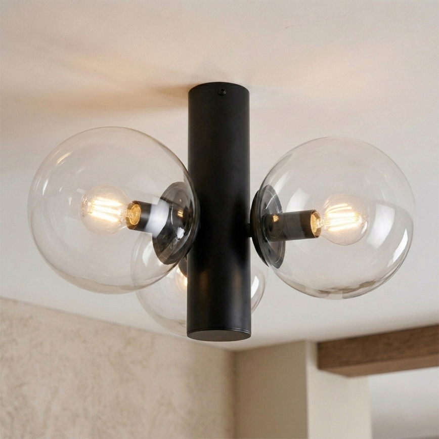 Lampa sufitowa SFERIO 3xE14/5W/230V czarna/przezroczysta