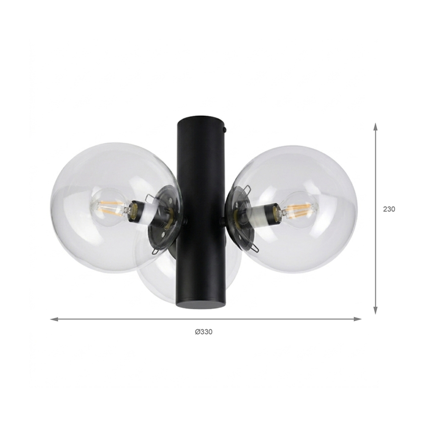 Lampa sufitowa SFERIO 3xE14/5W/230V czarna/przezroczysta