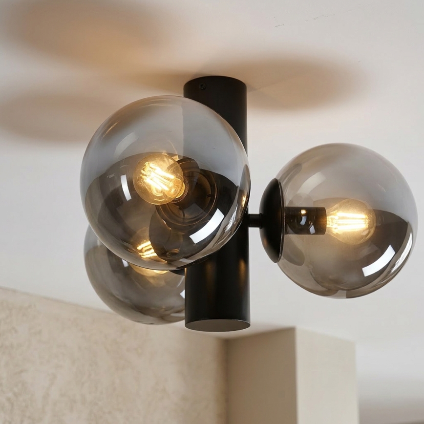 Lampa sufitowa SFERIO 3xE14/5W/230V czarna/przydymiona