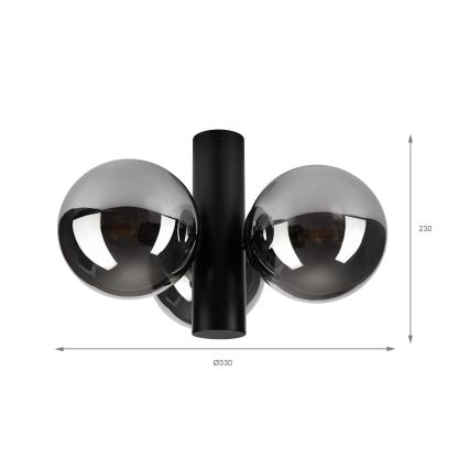 Lampa sufitowa SFERIO 3xE14/5W/230V czarna/przydymiona