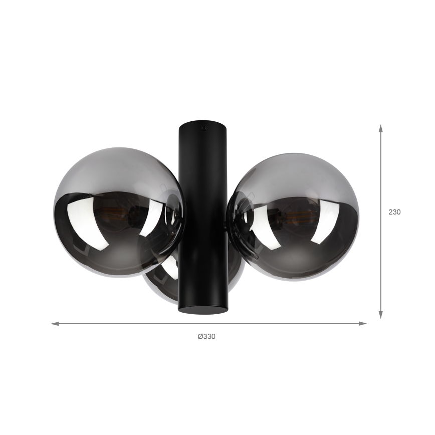 Lampa sufitowa SFERIO 3xE14/5W/230V czarna/przydymiona