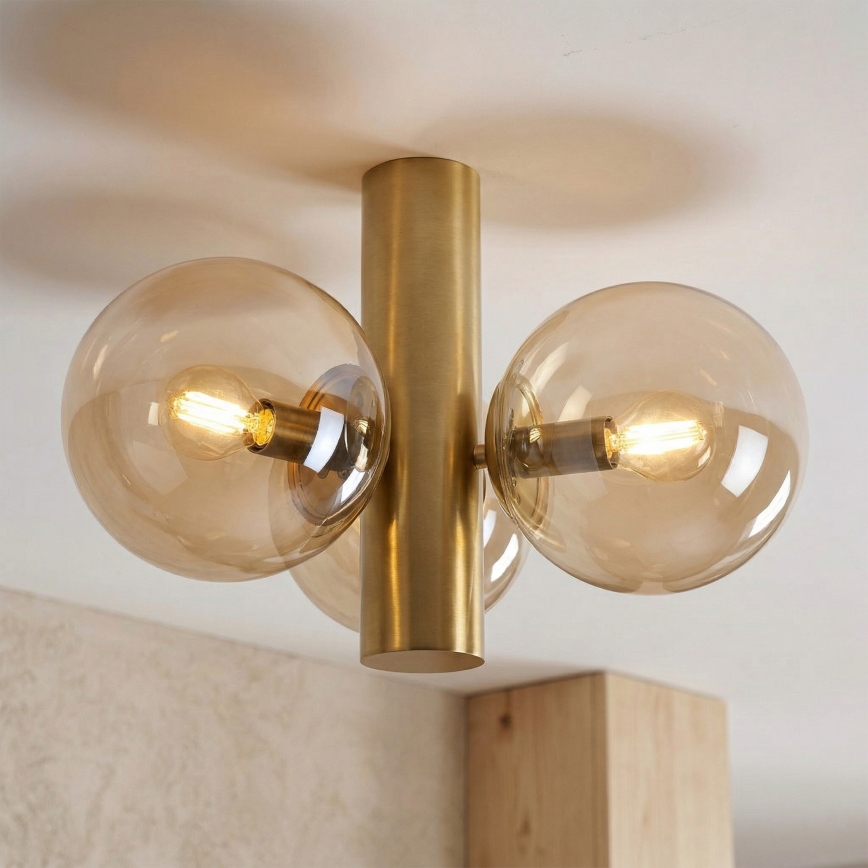 Lampa sufitowa SFERIO 3xE14/5W/230V mosiądz/przydymiony beż