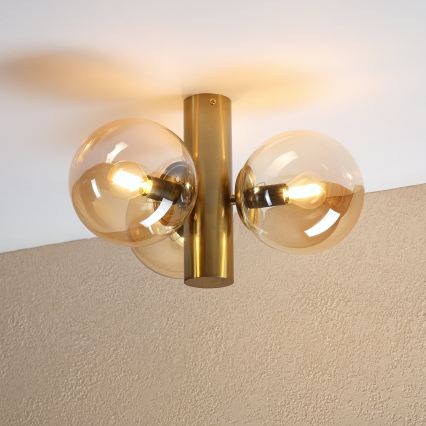 Lampa sufitowa SFERIO 3xE14/5W/230V mosiądz/przydymiony beż