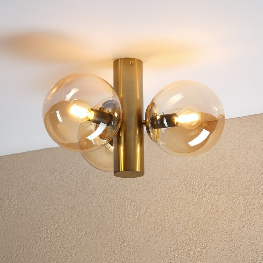 Lampa sufitowa SFERIO 3xE14/5W/230V mosiądz/przydymiony beż