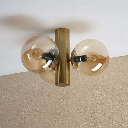 Lampa sufitowa SFERIO 3xE14/5W/230V mosiądz/przydymiony beż
