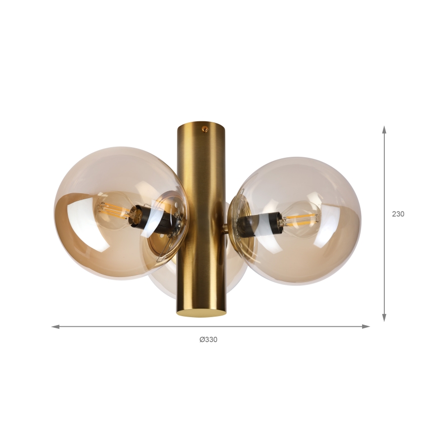 Lampa sufitowa SFERIO 3xE14/5W/230V mosiądz/przydymiony beż