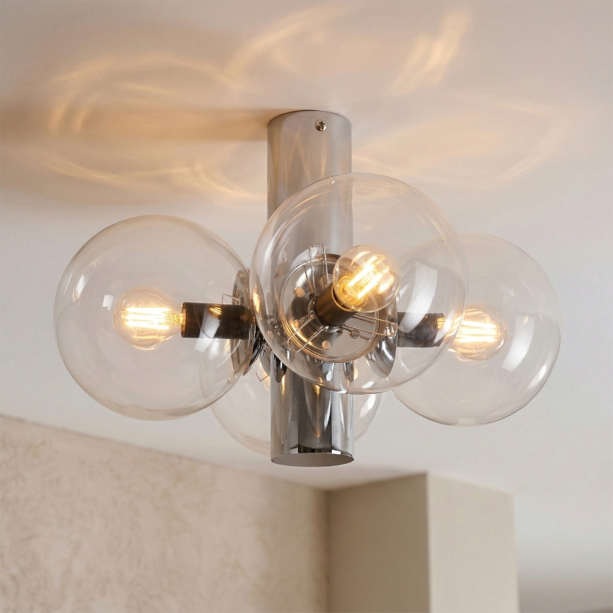 Lampa sufitowa SFERIO 4xE14/5W/230V, błyszczący chrom z przezroczystymi kloszami