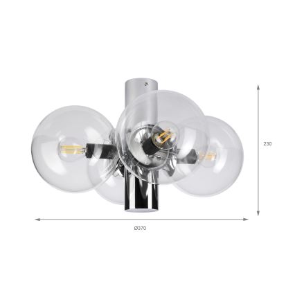 Lampa sufitowa SFERIO 4xE14/5W/230V, błyszczący chrom z przezroczystymi kloszami