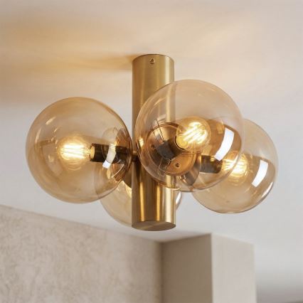 Lampa sufitowa SFERIO 4xE14/5W/230V mosiądz/dymny beż