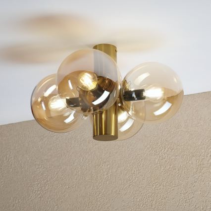 Lampa sufitowa SFERIO 4xE14/5W/230V mosiądz/dymny beż