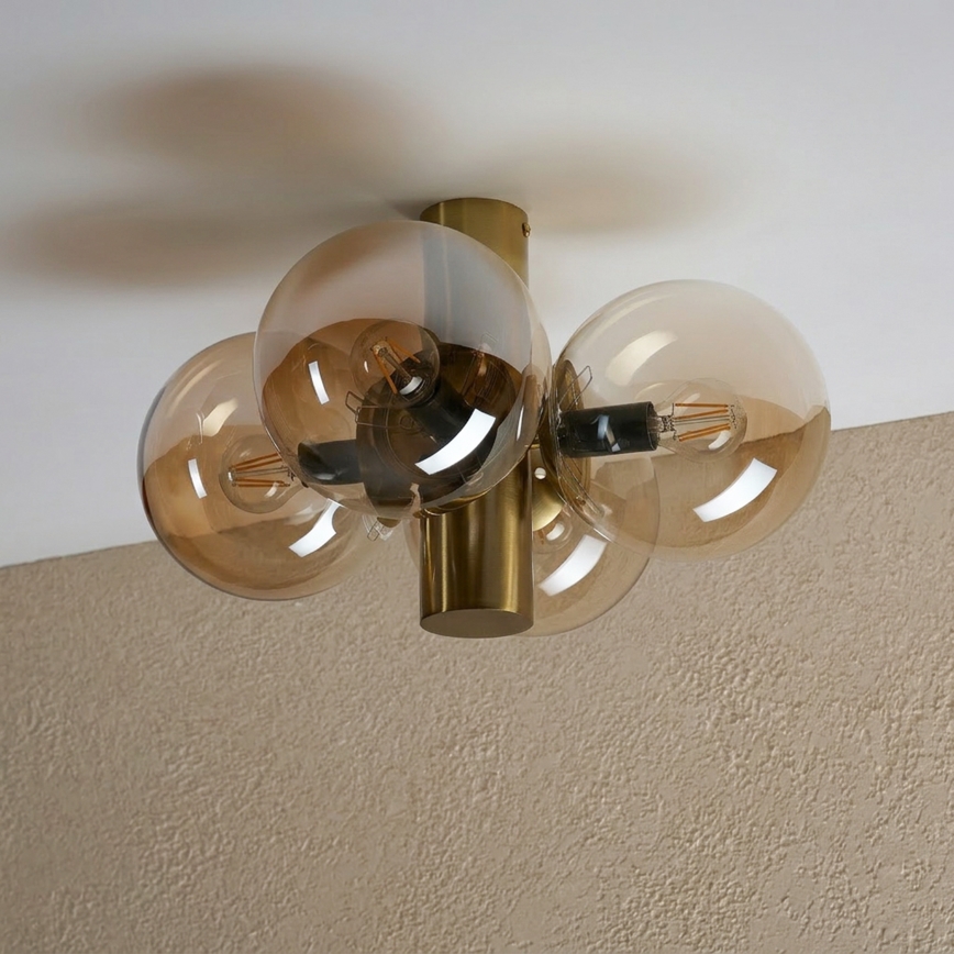 Lampa sufitowa SFERIO 4xE14/5W/230V mosiądz/dymny beż