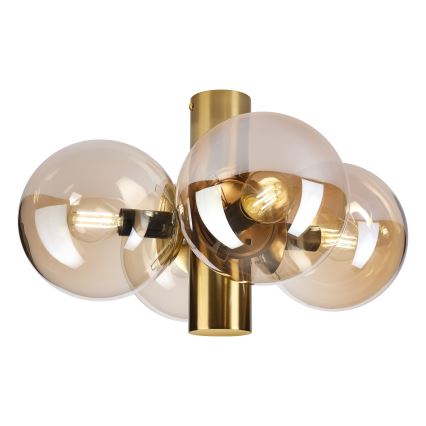 Lampa sufitowa SFERIO 4xE14/5W/230V mosiądz/dymny beż