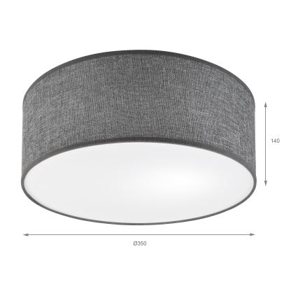 Lampa sufitowa SIRJA 1xE27/15W/230V, średnica 35 cm, szara