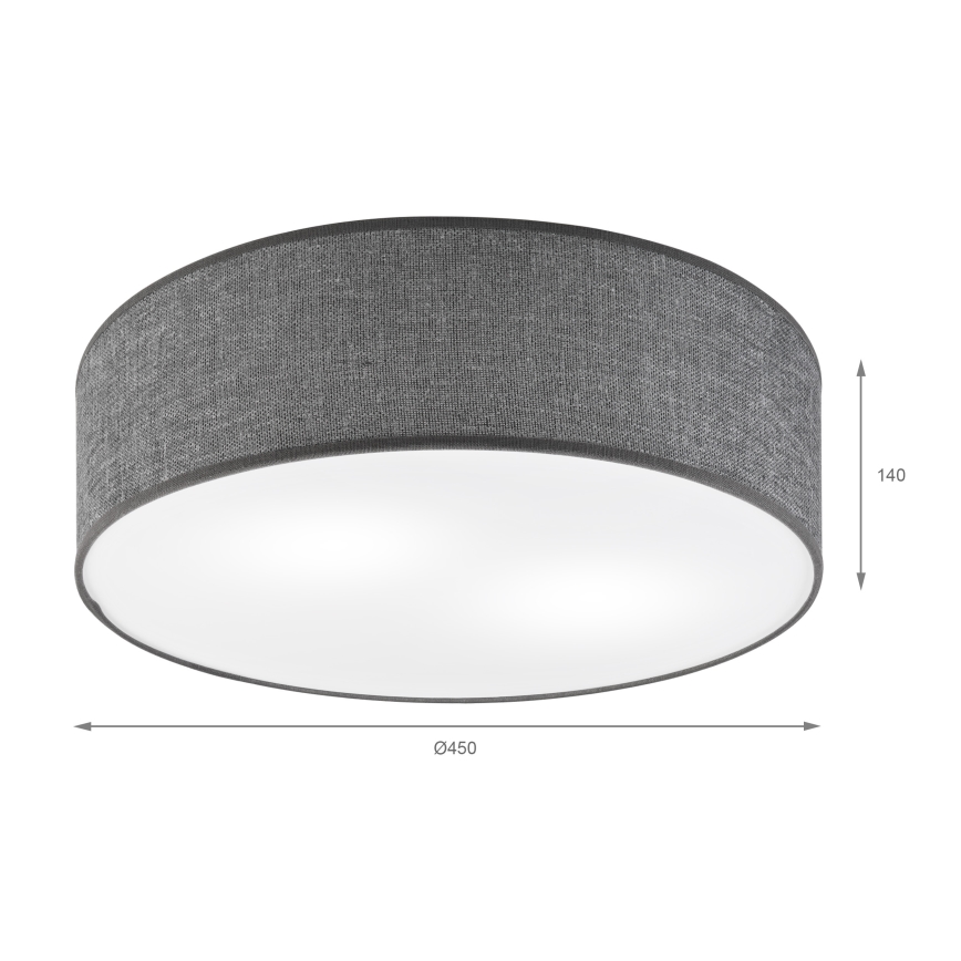 Lampa sufitowa SIRJA 2xE27/15W/230V, średnica 45 cm, szara