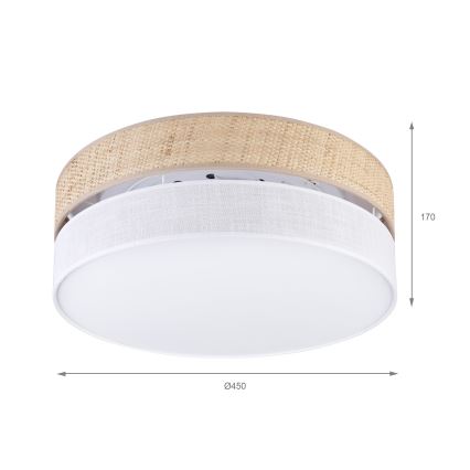 Lampa sufitowa SIRJA BOHO 2xE27/15W/230V Ø 45 cm beżowo-biała