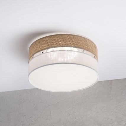 Lampa sufitowa SIRJA DOUBLE BOHO 2xE14/15W/230V śr. 35 cm beżowa/biała