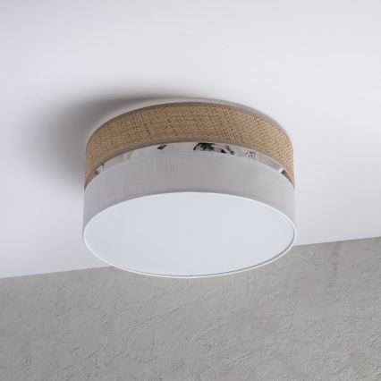 Lampa sufitowa SIRJA DOUBLE BOHO 2xE14/15W/230V śr. 35 cm beżowa/biała
