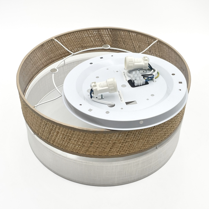 Lampa sufitowa SIRJA DOUBLE BOHO 2xE14/15W/230V śr. 35 cm beżowa/biała