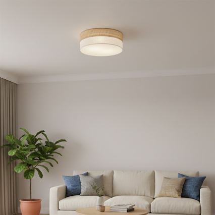 Lampa sufitowa SIRJA DOUBLE BOHO 2xE14/15W/230V, śr. 35 cm, beżowa/kremowa