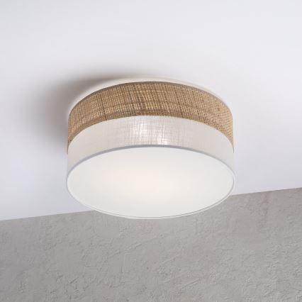 Lampa sufitowa SIRJA DOUBLE BOHO 2xE14/15W/230V Ø 35 cm beżowa/biała