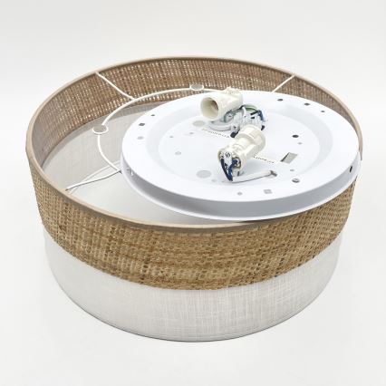 Lampa sufitowa SIRJA DOUBLE BOHO 2xE14/15W/230V Ø 35 cm beżowa/biała