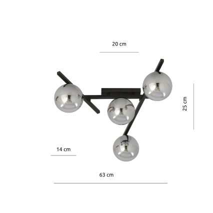 Lampa sufitowa SMART 4xE14/10W/230V czarna/szara