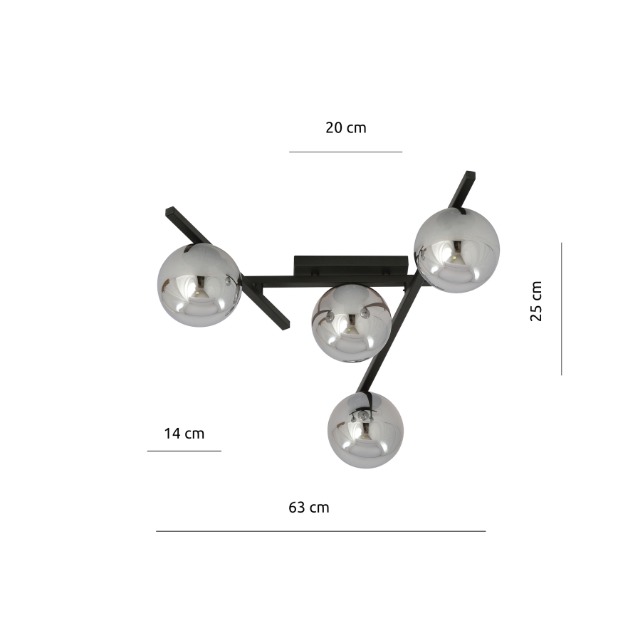 Lampa sufitowa SMART 4xE14/10W/230V czarna/szara
