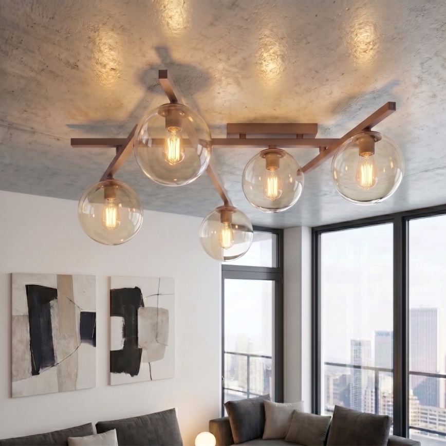 Lampa sufitowa SMART 5xE14/10W/230V beżowa/przydymiona