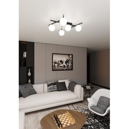 Lampa sufitowa SMART 5xE14/10W/230V czarna/biała