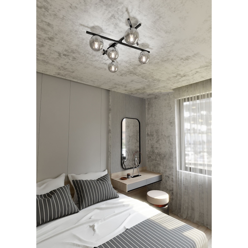 Lampa sufitowa SMART 5xE14/10W/230V czarna/szara