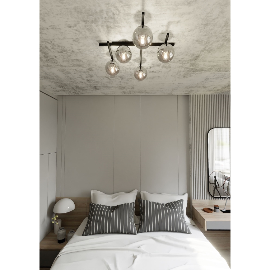 Lampa sufitowa SMART 5xE14/10W/230V czarna/szara