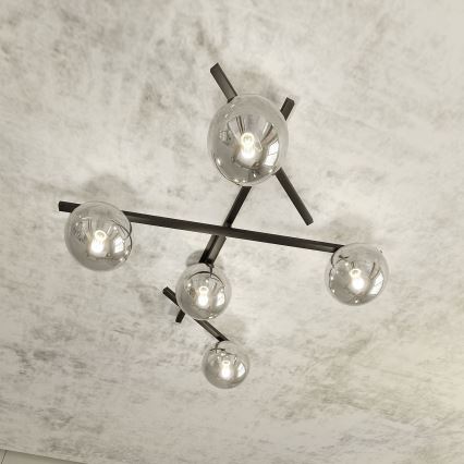 Lampa sufitowa SMART 5xE14/10W/230V czarna/szara