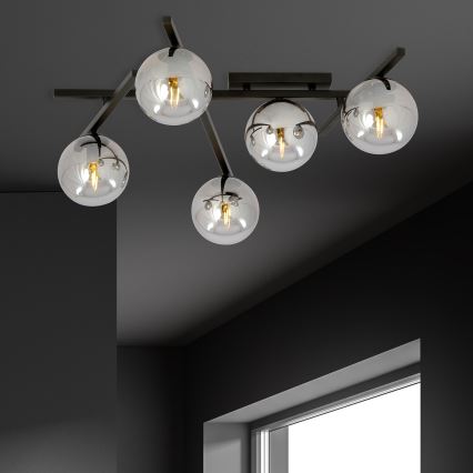 Lampa sufitowa SMART 5xE14/10W/230V czarna/szara