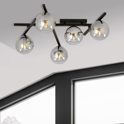 Lampa sufitowa SMART 5xE14/10W/230V czarna/szara
