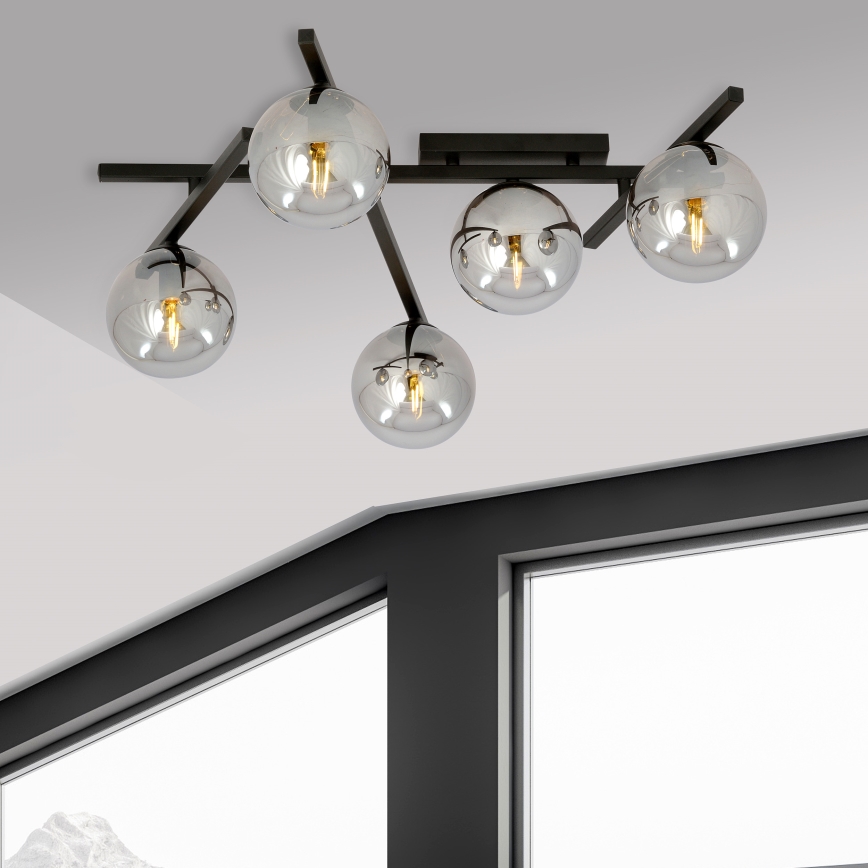 Lampa sufitowa SMART 5xE14/10W/230V czarna/szara