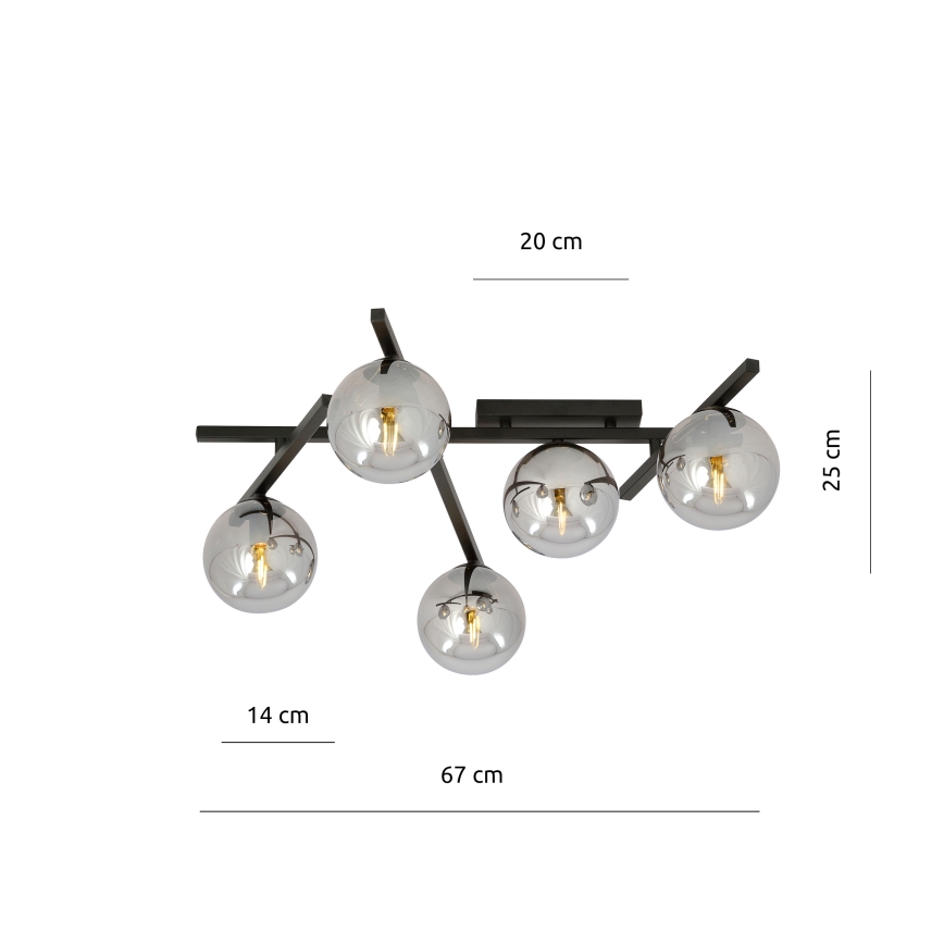 Lampa sufitowa SMART 5xE14/10W/230V czarna/szara