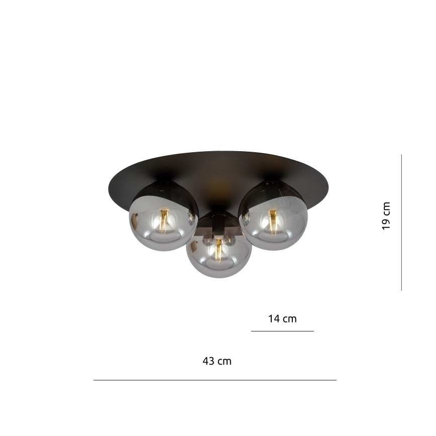 Lampa sufitowa SOLAR 3xE14/10W/230V czarna/szara