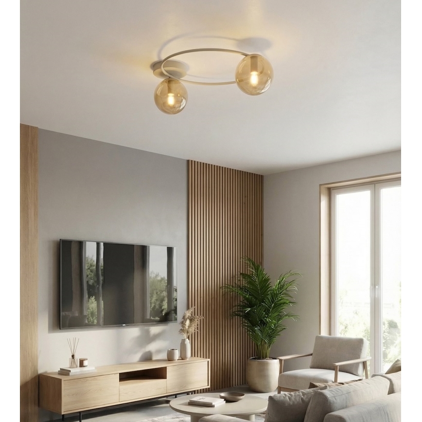 Lampa sufitowa SOPRA 2xE14/10W/230V beżowa/dymiona beżowa