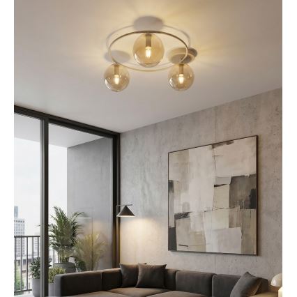 Lampa sufitowa SOPRA 3xE14/10W/230V beżowa/dymno-beżowa