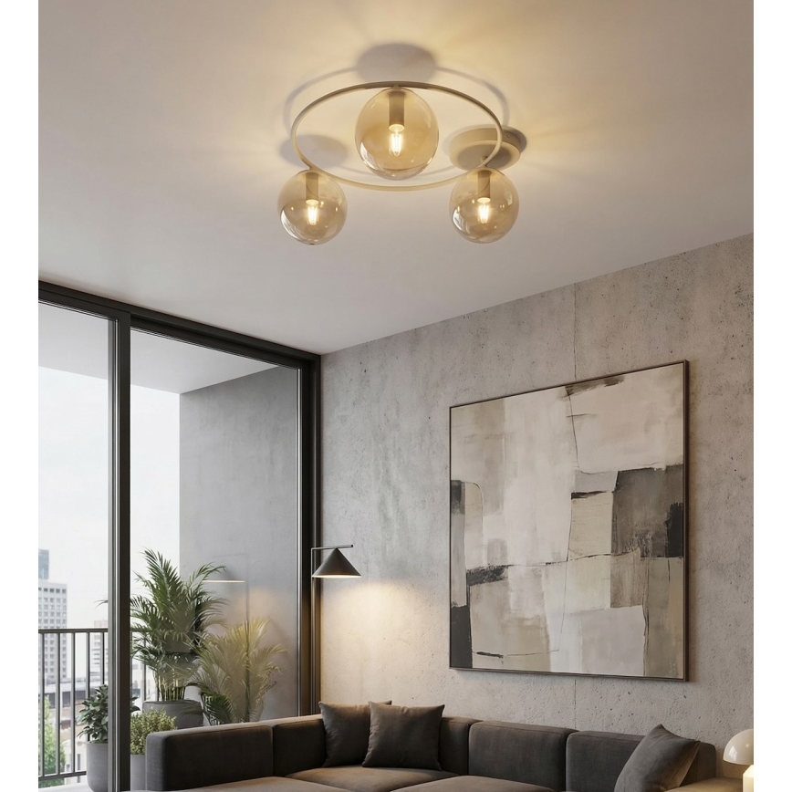 Lampa sufitowa SOPRA 3xE14/10W/230V beżowa/dymno-beżowa