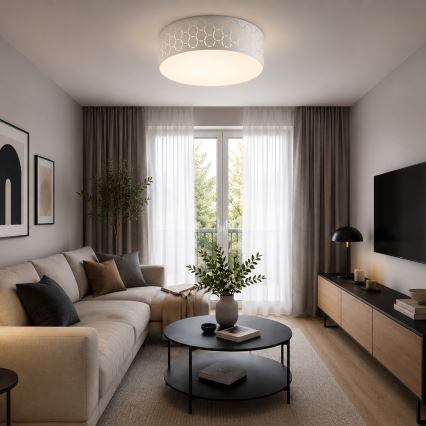 Lampa sufitowa ULLE 2xE27/15W/230V, śr. 45 cm, biała