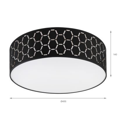 Lampa sufitowa ULLE 2xE27/15W/230V śr. 45 cm czarna
