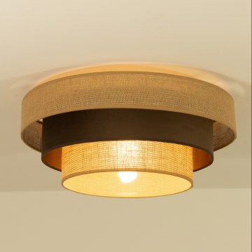 Lampa sufitowa WENTA 1xE27/60W/230V śr. 50 cm juta/brąz