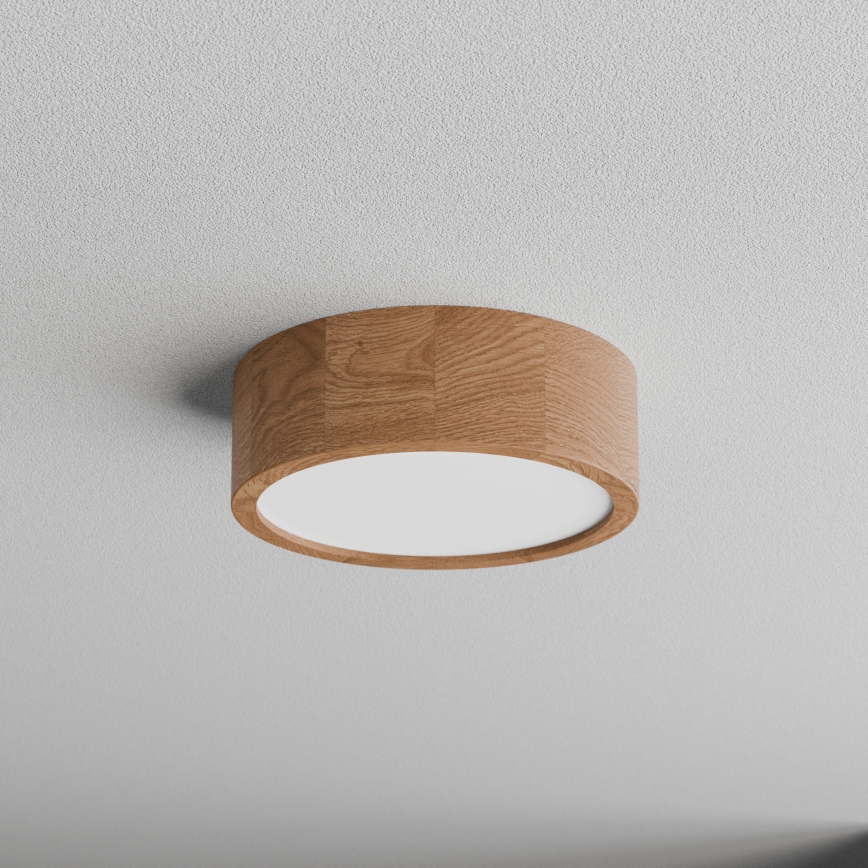 Lampa sufitowa z czujnikiem CLEO 2xE27/24W/230V, śr. 27,5 cm, dąb