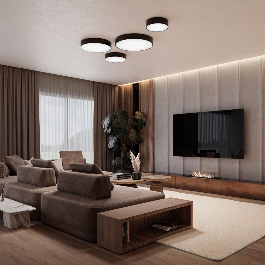 Lampa sufitowa z czujnikiem ruchu i zmierzchu CLEO 3xE27/24W/230V Ø 40 cm czarna