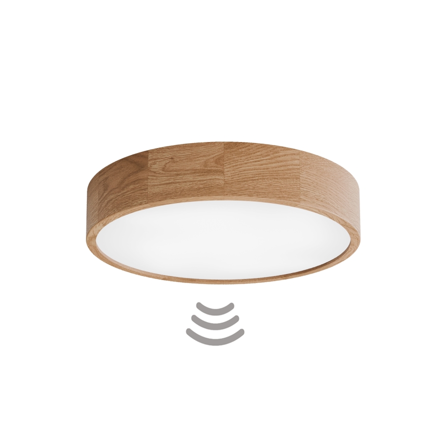 Lampa sufitowa z czujnikiem CLEO 4xE27/24W/230V, śr. 47,5 cm, dąb